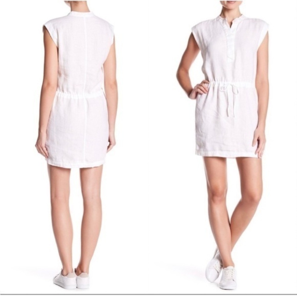 ▶️ James Perse ◀️ White Linen Drawstring Dress  Size Large